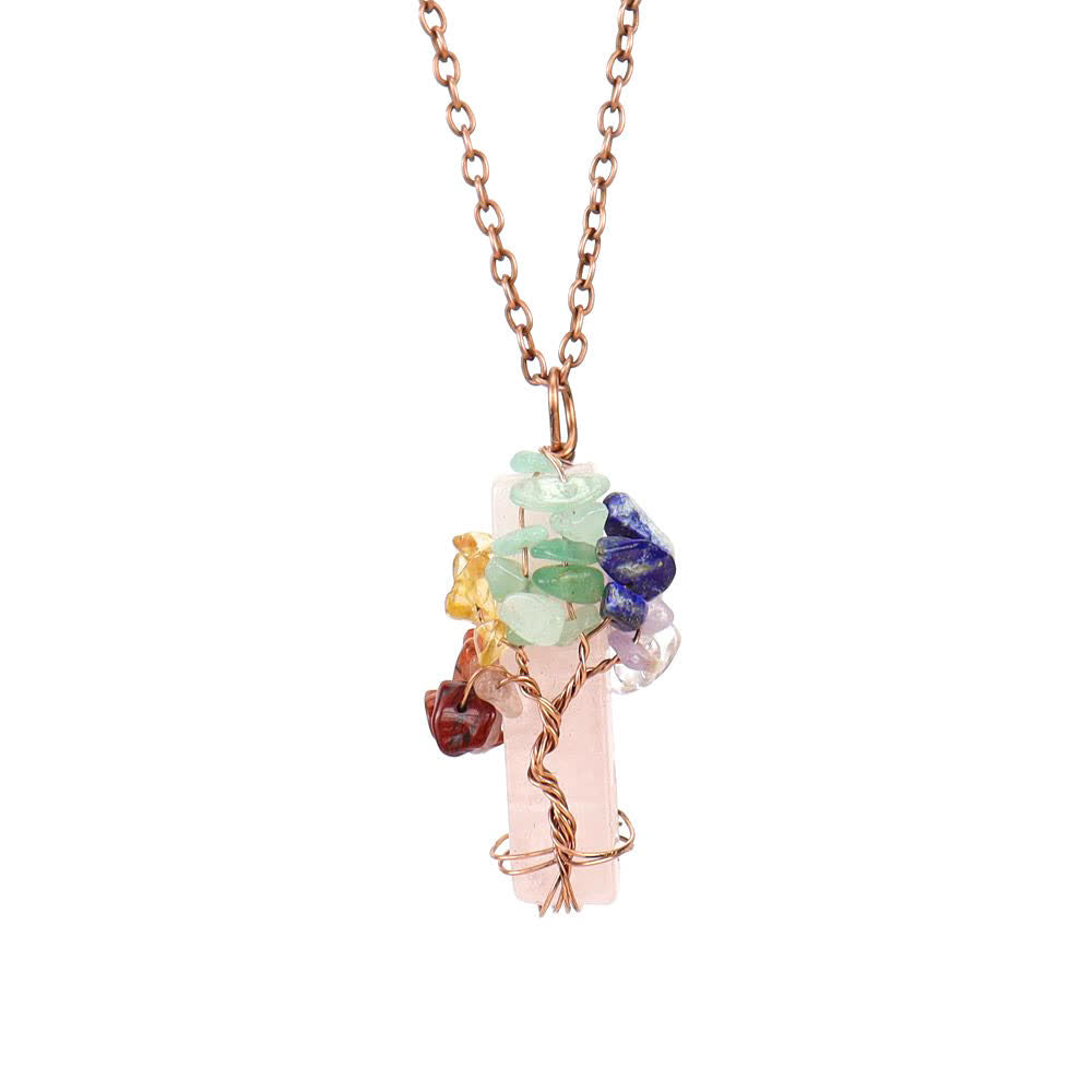 Collar con colgante de chakras de piedra natural rectangular de Olivenorma