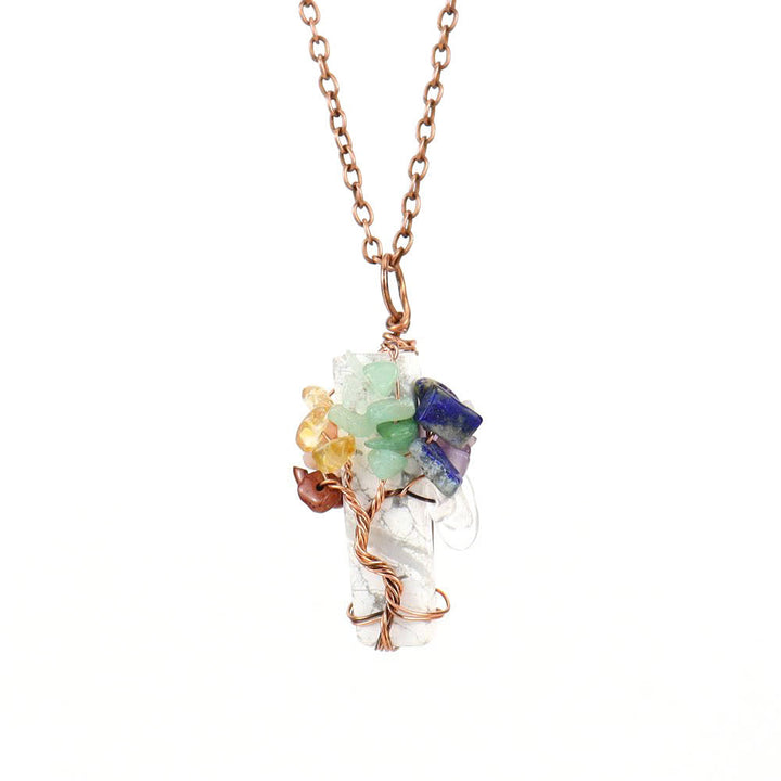 Collar con colgante de chakras de piedra natural rectangular de Olivenorma
