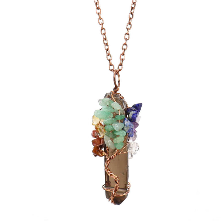 Collar con colgante de chakras de piedra natural rectangular de Olivenorma