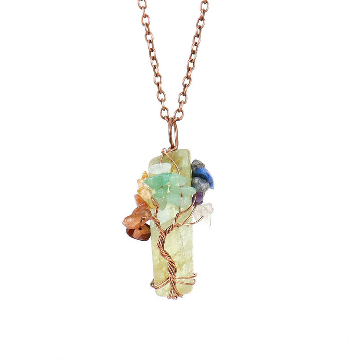 Collar con colgante de chakras de piedra natural rectangular de Olivenorma