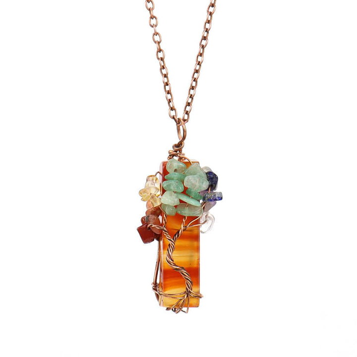 Collar con colgante de chakras de piedra natural rectangular de Olivenorma
