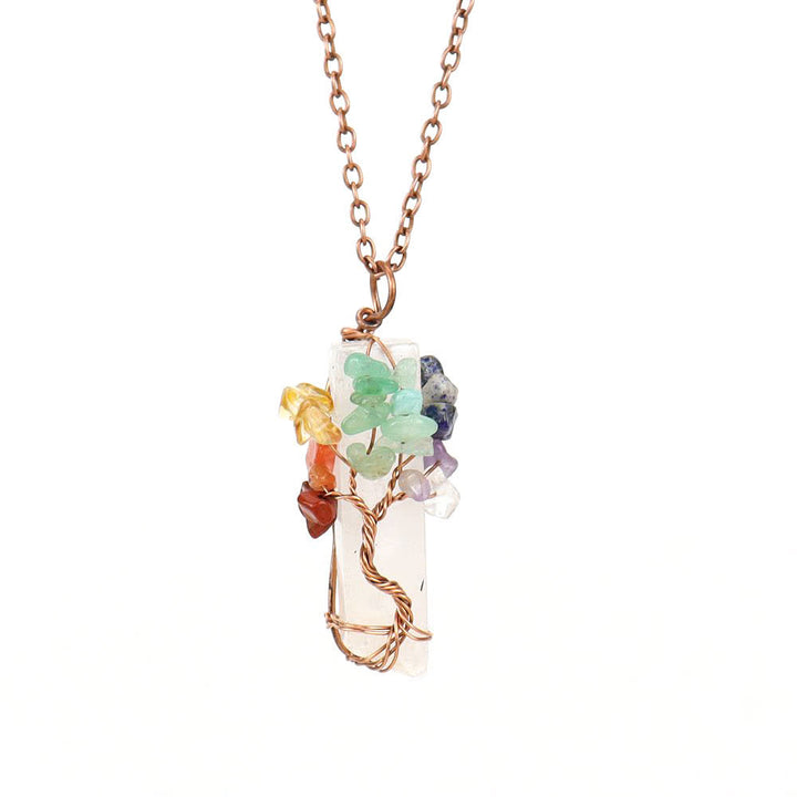 Collar con colgante de chakras de piedra natural rectangular de Olivenorma