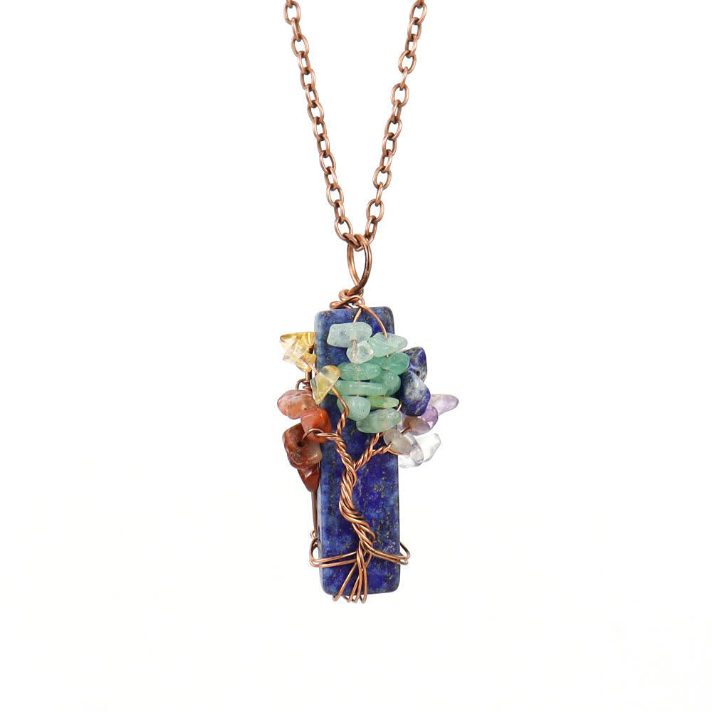 Collar con colgante de chakras de piedra natural rectangular de Olivenorma