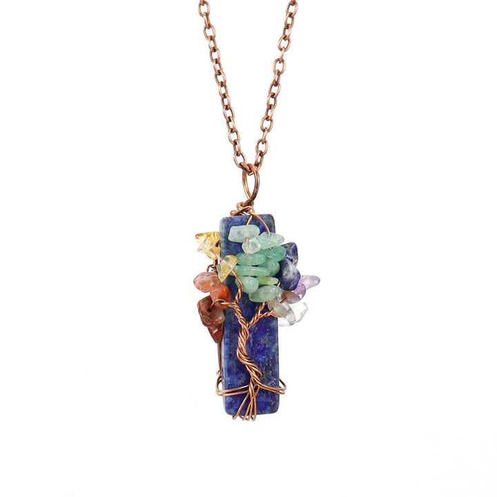 Collar con colgante de chakras de piedra natural rectangular de Olivenorma
