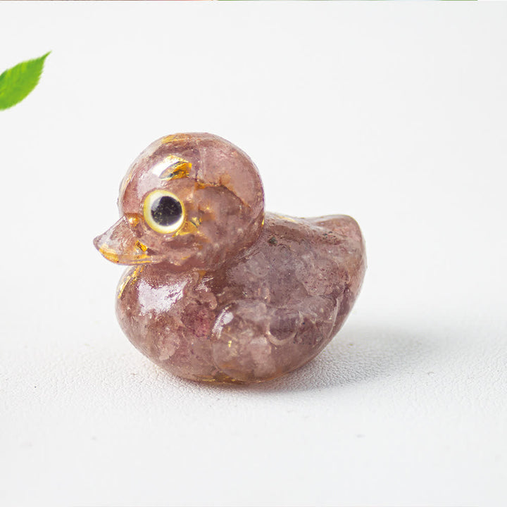 Adorno de piedra preciosa con forma de pato de resina de cristal natural de Olivenorma