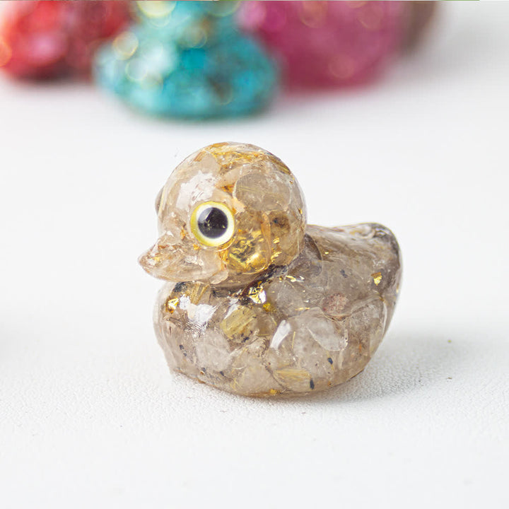 Adorno de piedra preciosa con forma de pato de resina de cristal natural de Olivenorma