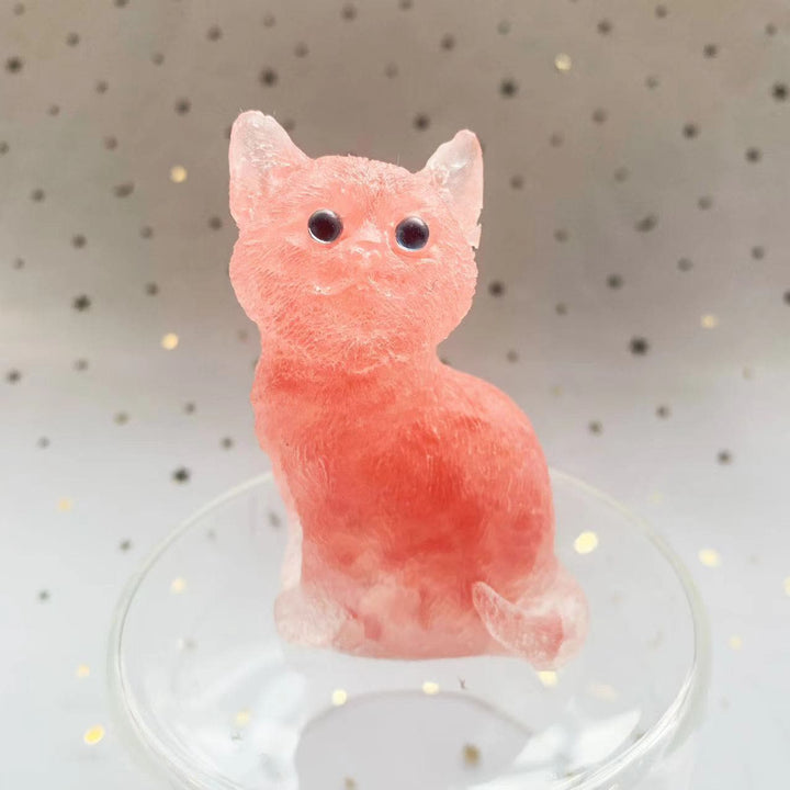 Adorno de piedra preciosa con forma de gato de pie en resina de cristal de Olivenorma