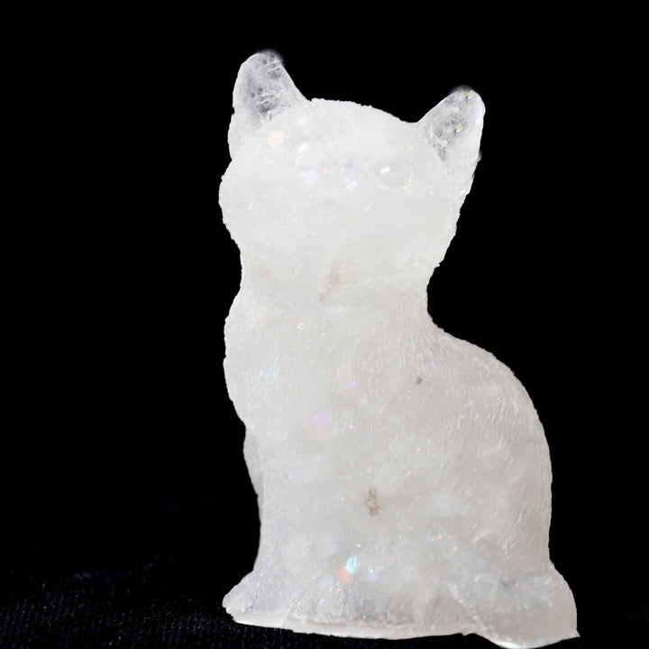 Adorno de piedra preciosa con forma de gato de pie en resina de cristal de Olivenorma