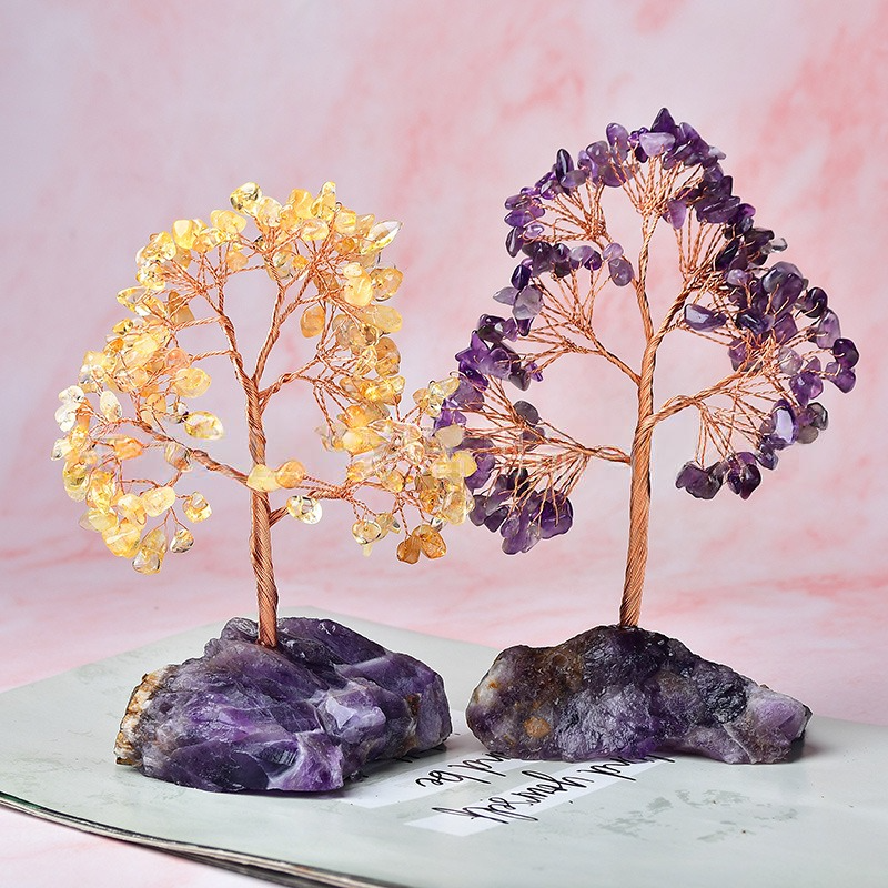 Árbol de feng shui con base de amatista de fantasía de Olivenorma