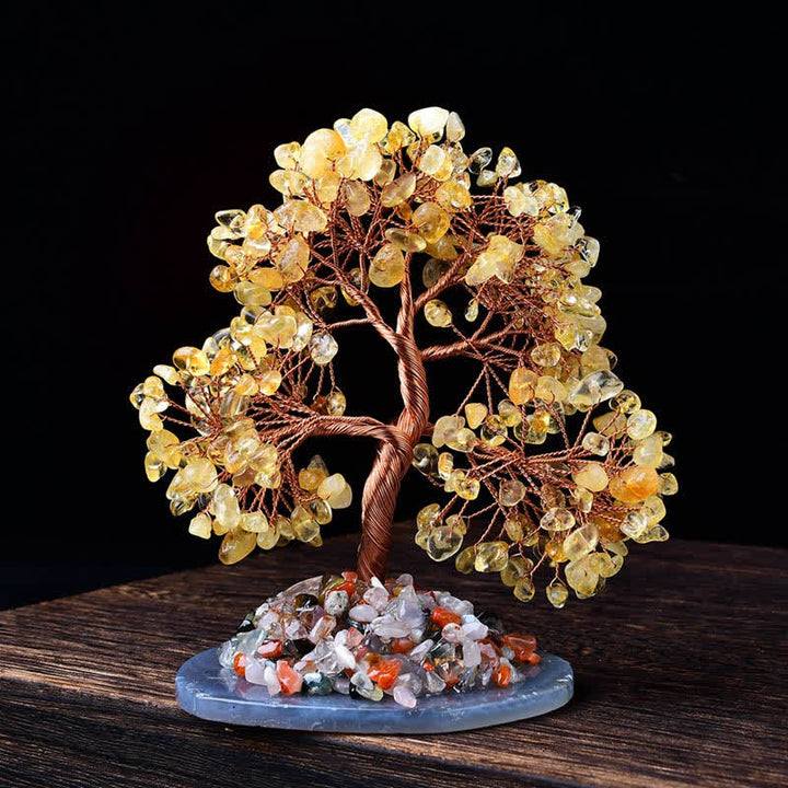 Árbol Feng Shui con base de grava de ágata coloreada Olivenorma
