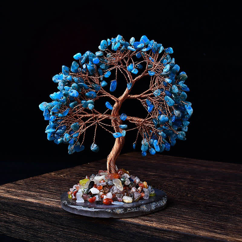Árbol Feng Shui con base de grava de ágata coloreada Olivenorma