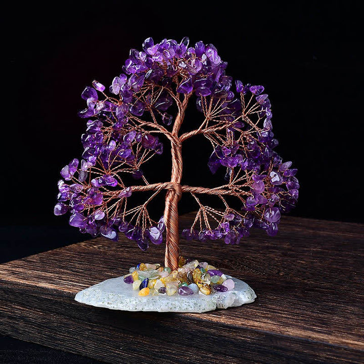 Árbol Feng Shui con base de grava de ágata coloreada Olivenorma