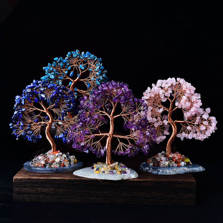 Árbol Feng Shui con base de grava de ágata coloreada Olivenorma