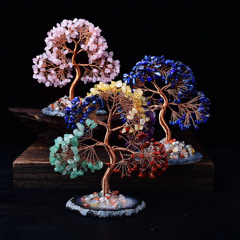 Árbol Feng Shui con base de grava de ágata coloreada Olivenorma