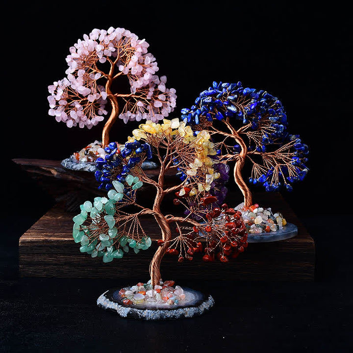 Árbol Feng Shui con base de grava de ágata coloreada Olivenorma