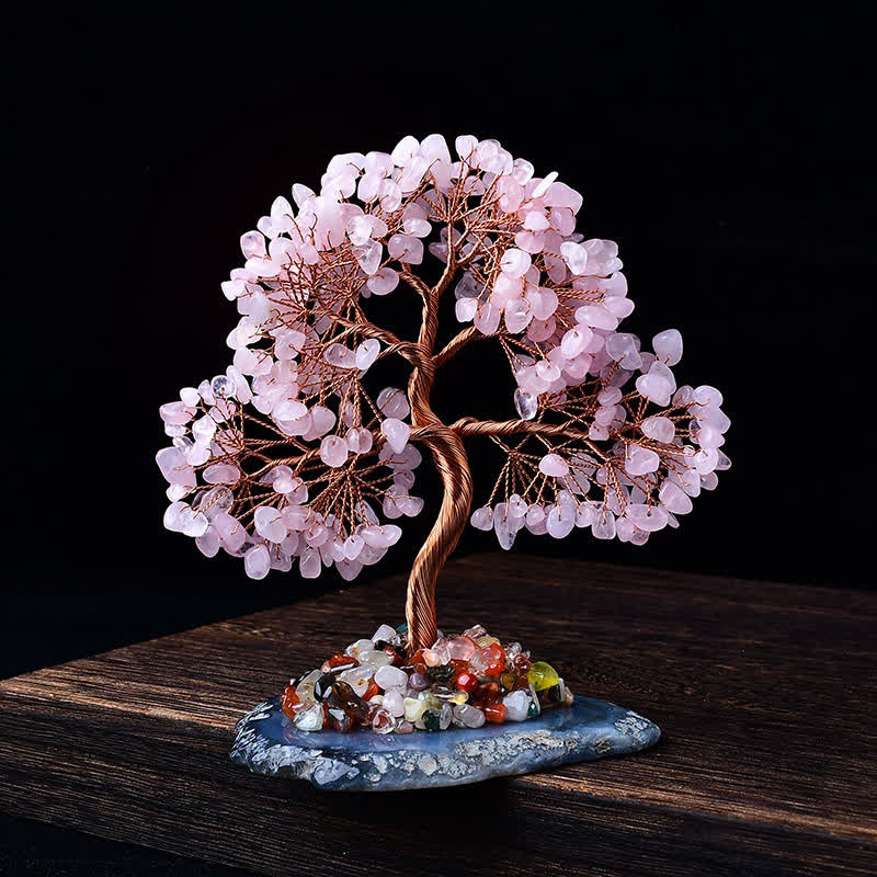 Árbol Feng Shui con base de grava de ágata coloreada Olivenorma