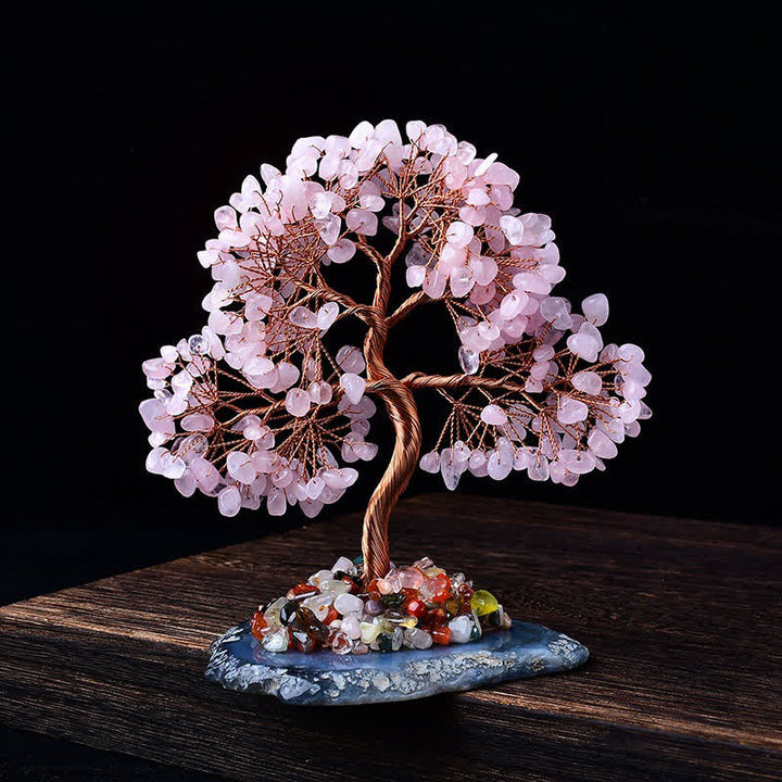 Árbol Feng Shui con base de grava de ágata coloreada Olivenorma