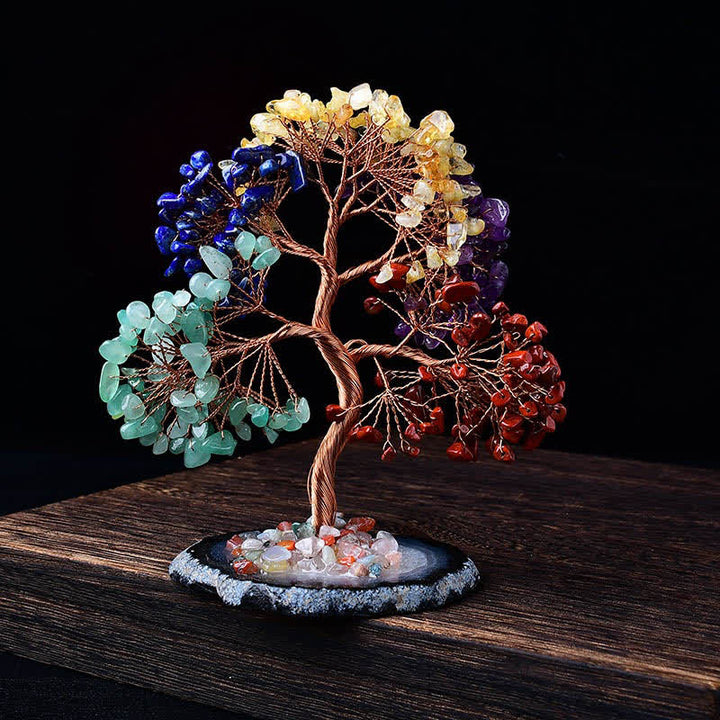 Árbol Feng Shui con base de grava de ágata coloreada Olivenorma