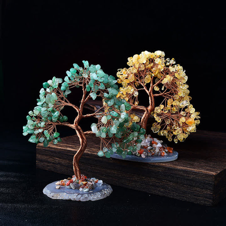 Árbol Feng Shui con base de grava de ágata coloreada Olivenorma
