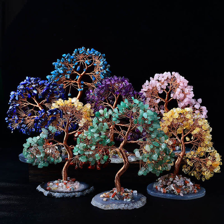 Árbol Feng Shui con base de grava de ágata coloreada Olivenorma