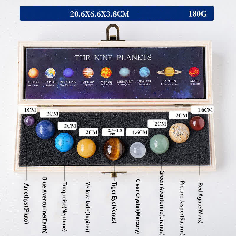 Juego de esferas de cristal de los nueve planetas de Olivenorma