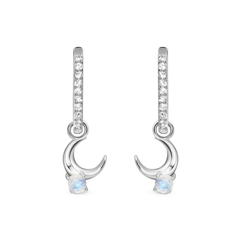 Pendientes colgantes con gemas de media luna y piedra lunar de Olivenorma
