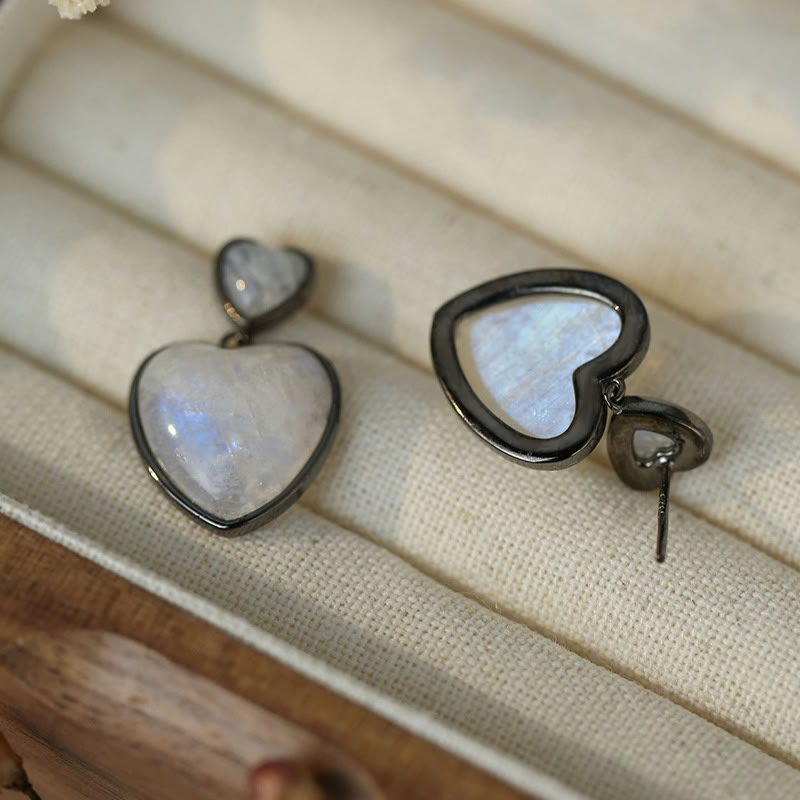 Pendientes colgantes con forma de corazón de piedra lunar de Olivenorma