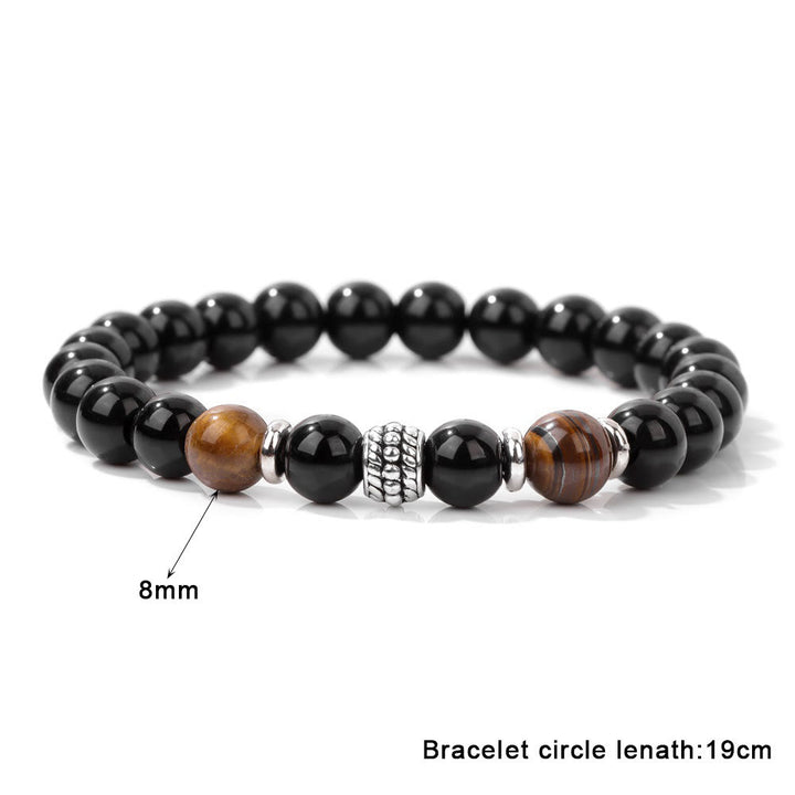 Pulsera ajustable de cuentas de ojo de tigre y obsidiana natural de Olivenorma