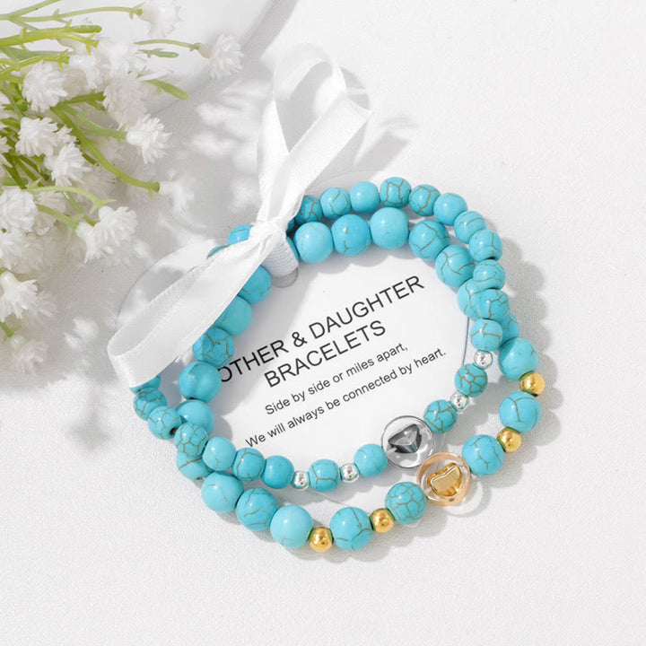 Pulsera de cuentas de piedras preciosas naturales para madre y hermana de Olivenorma, 2 piezas