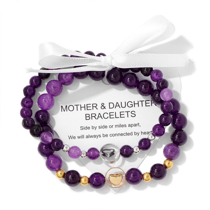 Pulsera de cuentas de piedras preciosas naturales para madre y hermana de Olivenorma, 2 piezas