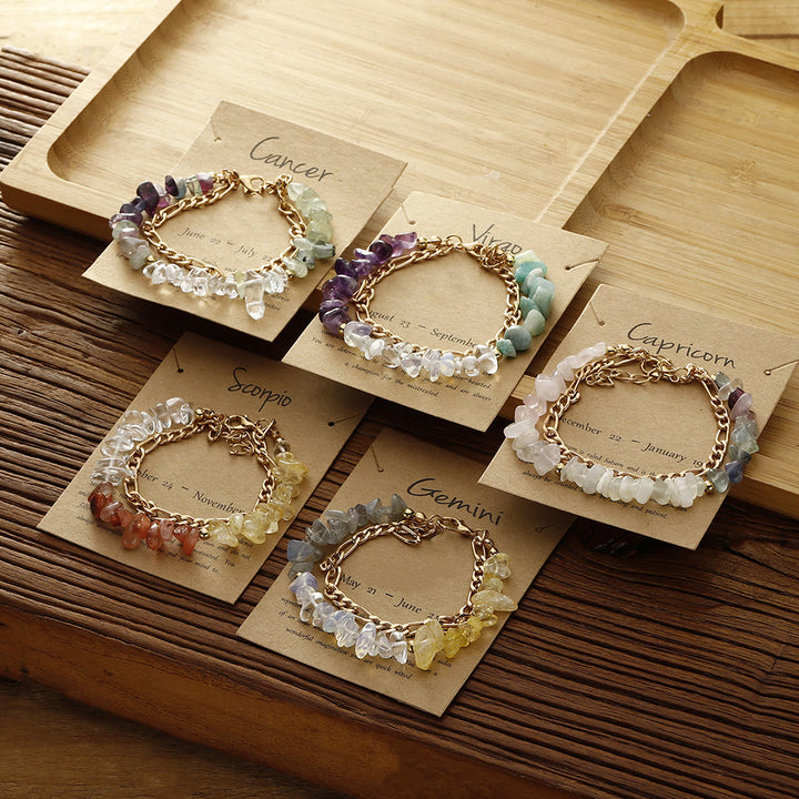Pulsera de cadena de metal con cuentas de grava natural de Olivenorma