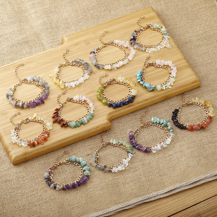 Pulsera de cadena de metal con cuentas de grava natural de Olivenorma