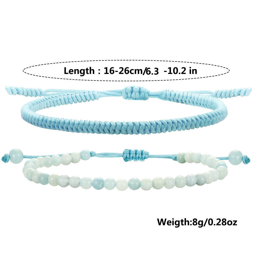 Pulsera trenzada de cuentas de amazonita natural de Olivenorma