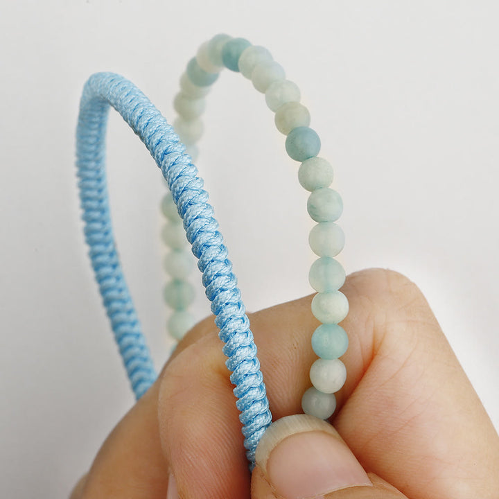 Pulsera trenzada de cuentas de amazonita natural de Olivenorma