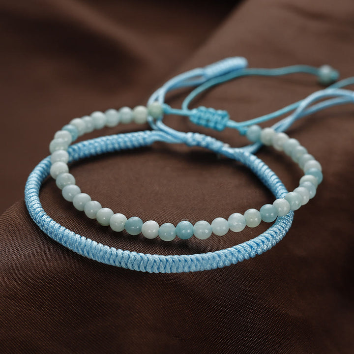 Pulsera trenzada de cuentas de amazonita natural de Olivenorma
