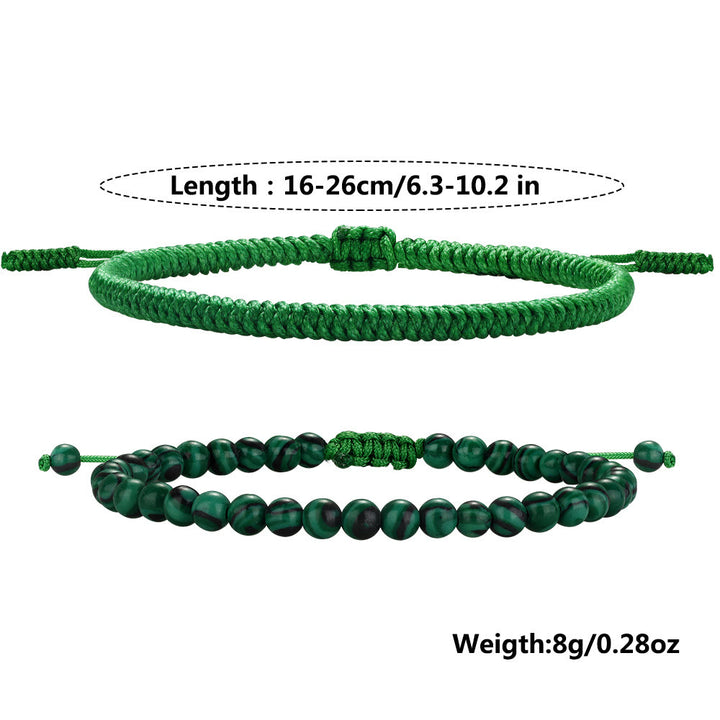 Pulsera trenzada de cuentas de malaquita natural de Olivenorma