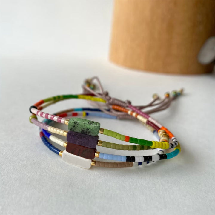 Pulsera con colgante de cristal rectangular de perlas naturales de Olivenorma