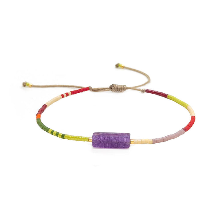 Pulsera con colgante de cristal rectangular de perlas naturales de Olivenorma