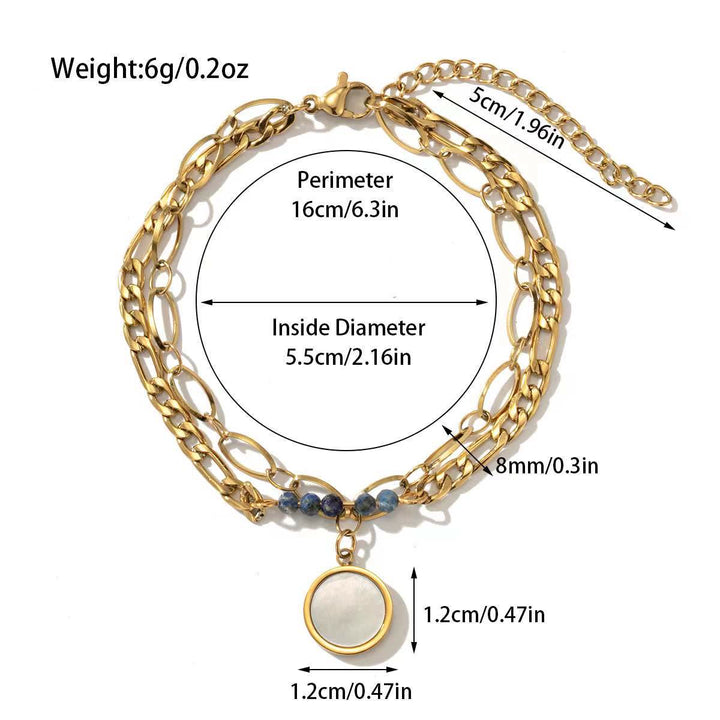 Pulsera de doble capa de aleación de cristal natural Olivenorma