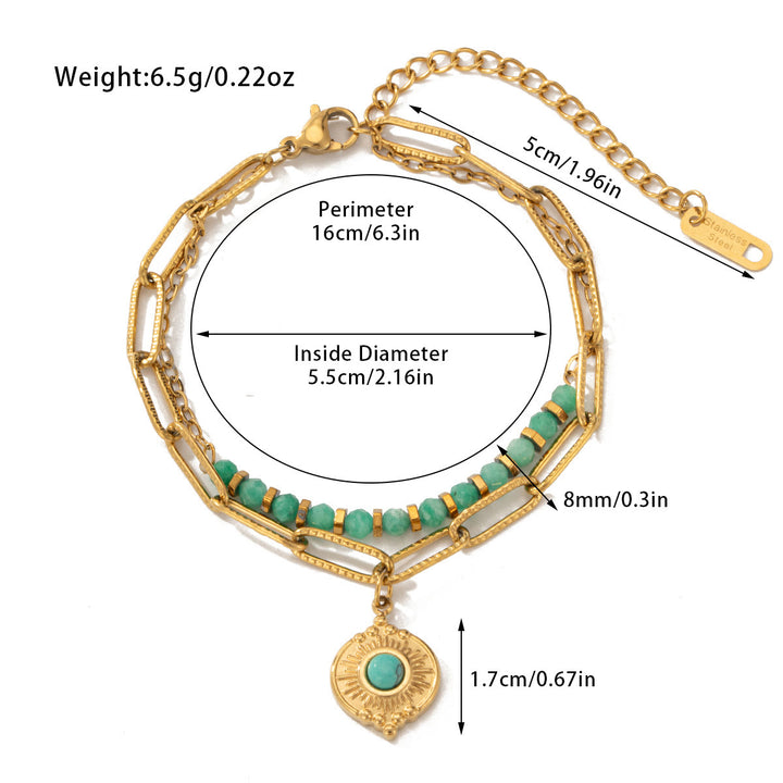 Pulsera de doble capa de aleación de cristal natural Olivenorma