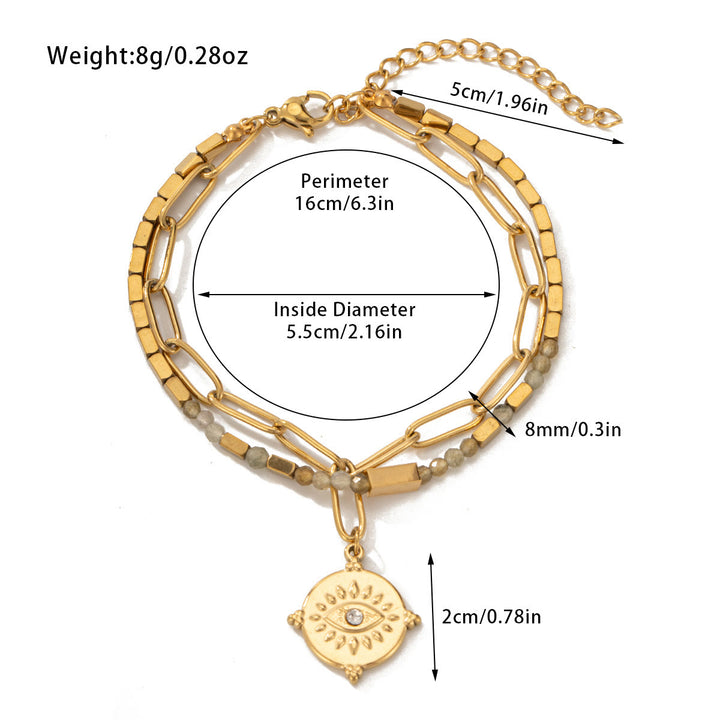 Pulsera de doble capa de aleación de cristal natural Olivenorma
