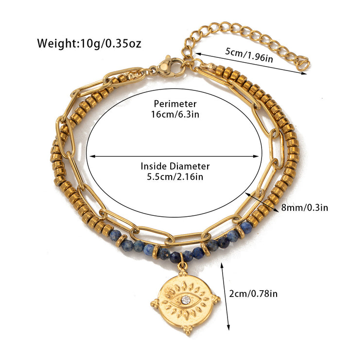 Pulsera de doble capa de aleación de cristal natural Olivenorma