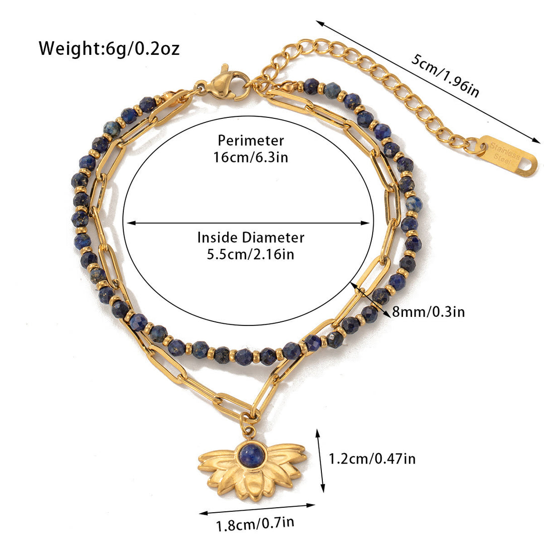 Pulsera de doble capa de aleación de cristal natural Olivenorma