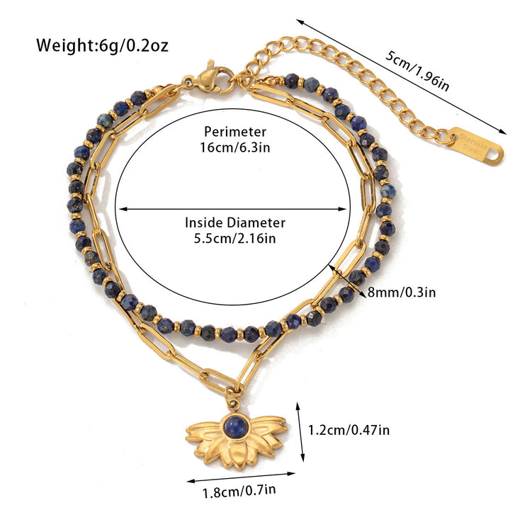 Pulsera de doble capa de aleación de cristal natural Olivenorma