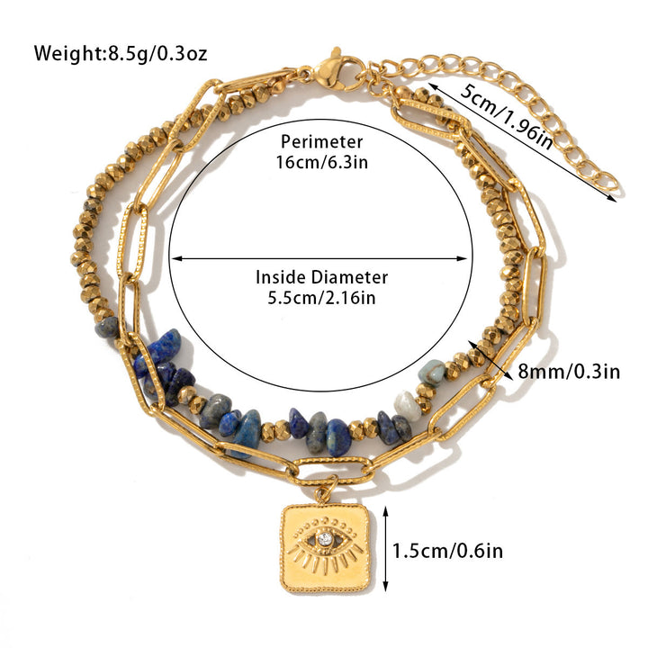 Pulsera de doble capa de aleación de cristal natural Olivenorma