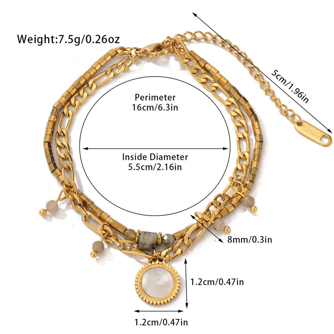 Pulsera de doble capa de aleación de cristal natural Olivenorma
