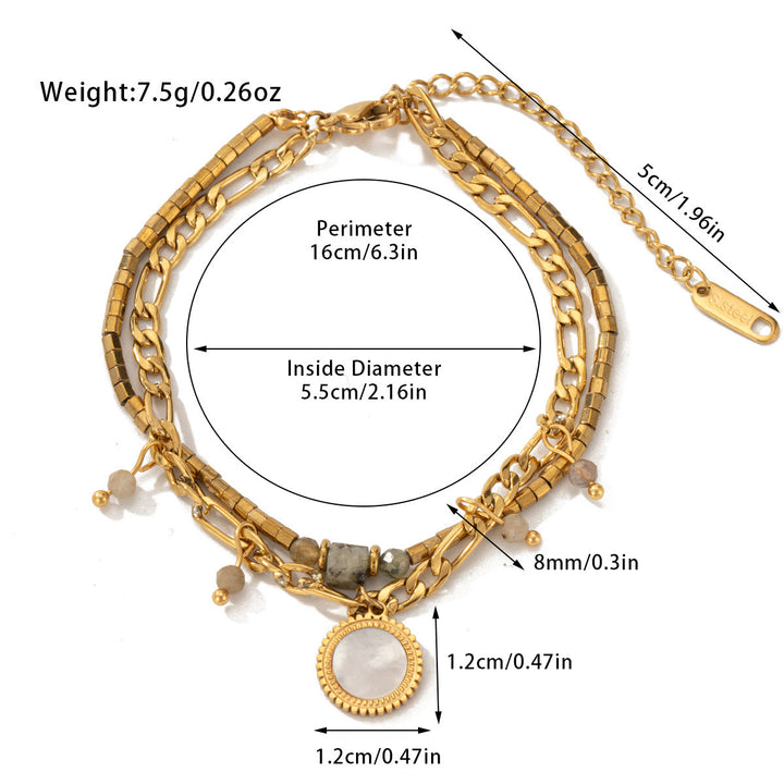 Pulsera de doble capa de aleación de cristal natural Olivenorma