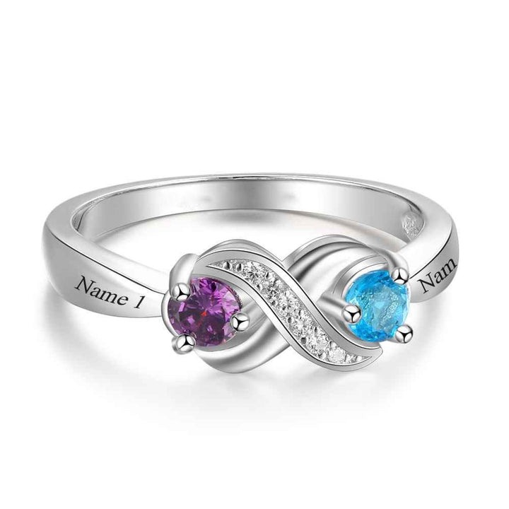 Anillo personalizado con 2 piedras de nacimiento "Infinity" de Olivenorma 
