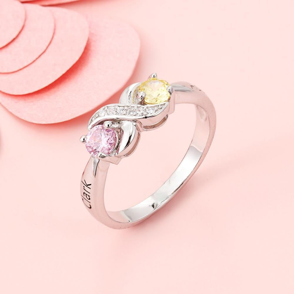 Anillo personalizado con 2 piedras de nacimiento "Infinity" de Olivenorma 
