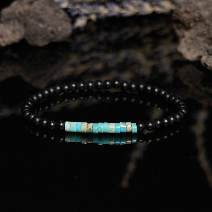 Pulsera de cuentas de piedra del emperador obsidiana con cuentas rodantes de Olivenorma